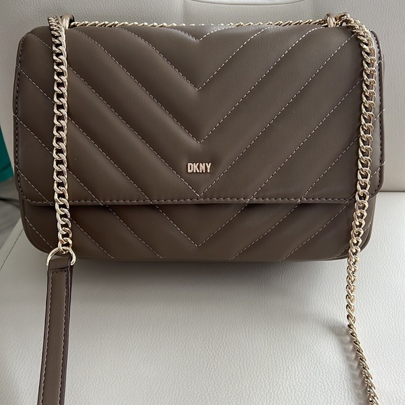 DKNY New Veronica Large Shoulder Bag Clay Gray Crossbody Purse Handbag - Picture 8 of 17